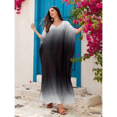 Plus Size Kaftan Dresses for Women Batwing Mumu Loose Dress ZP5004