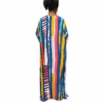 Kaftan Dresses For Women Bohemian Floral Print Loose Fit Beach Swimsuit Cover Up One Size