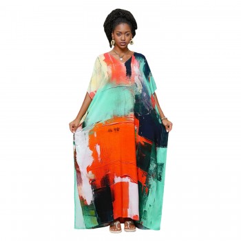 Women Kaftan Dresses Patchwork Swimsuit Coverup 2025 Summer One Size