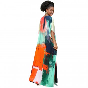 Women Kaftan Dresses Patchwork Swimsuit Coverup 2025 Summer One Size