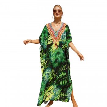 2025 Plus Size Kaftan Dress: Summer Swimsuit Coverup & Beach Loungewear One Size