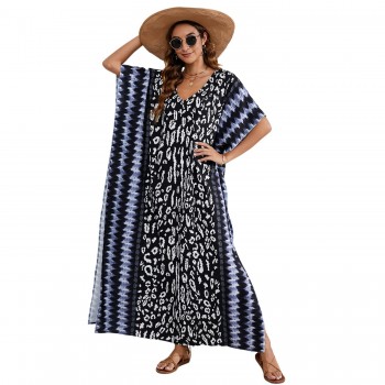 2025 Plus Size Women's Kaftan Dresses Loose Fit Maxi Swimsuit Cover Up One Size