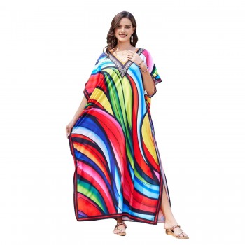 2025 Ethical Resort Collection Plus Size Kaftans Swimsuit Cover Up One Size