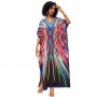 Bohemian Floral Print Caftan Maxi Dress - Poolside Cover Up & Resort Wear One Size