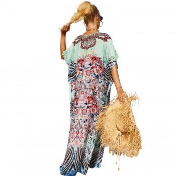 Women’s Plus Size 2025 Summer Kaftan Dress: Beach Coverup & Elegant Loungewear One Size