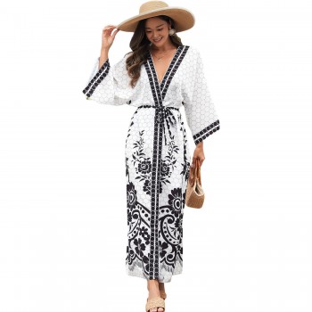 Open Front 2025 Kaftan Dress Cardigan Beach Swim Cover Up & Vacation Lounge Dress One Size