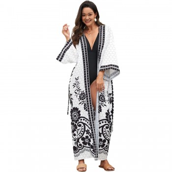 Open Front 2025 Kaftan Dress Cardigan Beach Swim Cover Up & Vacation Lounge Dress One Size