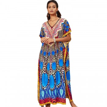 2025 Plus Size Resort Kaftan Dress: Beach Swim Cover Up & Tropical Lounge Wear One Size
