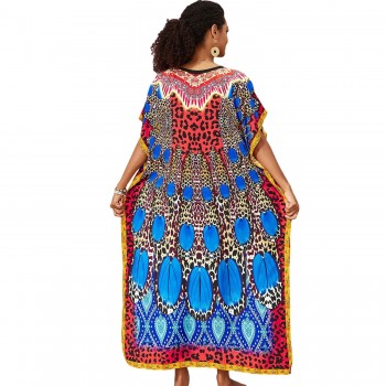 2025 Plus Size Resort Kaftan Dress: Beach Swim Cover Up & Tropical Lounge Wear One Size