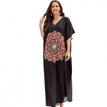 Plus Size Kaftan Beach Dress: Swim Cover Up & Tropical Lounge Wear One Size