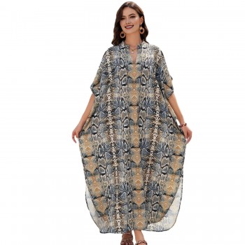 Plus Size Kaftan Dress: Beach Swim Cover Up & Tropical Resort Loungewear One Size