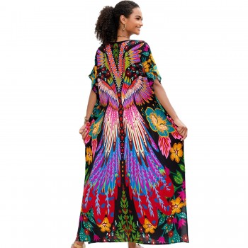 Plus Size Kaftan Dress: Beach Swim Cover Up & Lounge Wear One Size