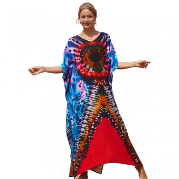 Plus Size Kaftan Dress: Beach Swim Cover Up & Tropical Lounge Wear One Size