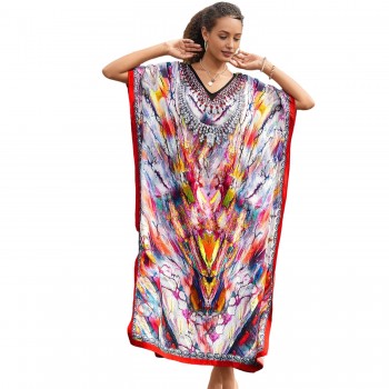 2025 Summer Kaftan Dress: Beach Swim Cover Up & Tropical Lounge Wear One Size