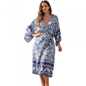 Batwing Sleeve Kaftan Dress: Plus Size Beach Swim Cover Up & Lounge Wear One Size