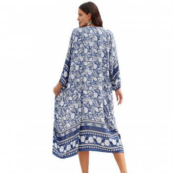 Batwing Sleeve Kaftan Dress: Plus Size Beach Swim Cover Up & Lounge Wear One Size