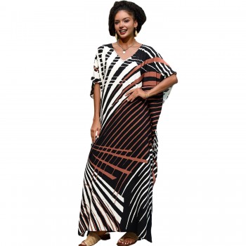 2025 Boho Batwing Kaftan: Beach Swim Cover Up & Tropical Dress One Size