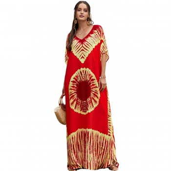 2025 Plus Size Beach Kaftan: Batwing Swim Coverup & Resort Dress One Size