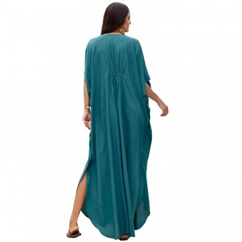 Kaftan Dress for Women Solid Loose Fit Maxi Swimsuit Cover Up Solid Color One Size