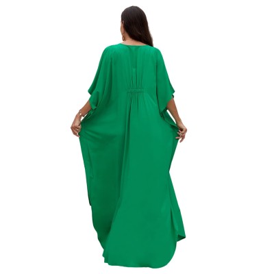 Vibrant Resort Wear for Women - Lightweight Beach Cover Up Plus Size Solid Color Caftan Dress Poolside Cover Up