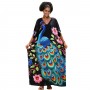 Kaftan Dress for Women Bohemian Floral Print Loose Fit Maxi Swimsuit Cover Up One Size