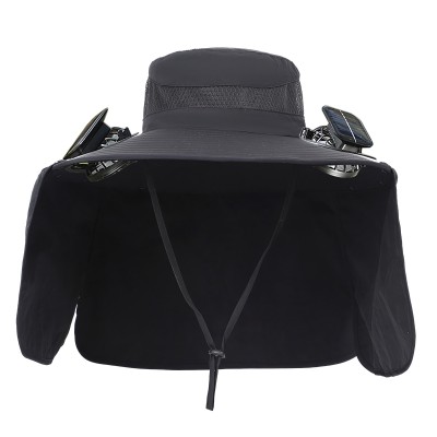 Solar Cooling Fan Hat Outdoor Sun Protection Solar powered cooling fan hat with 5 inch wide brim adjustable strap for outdoor activities