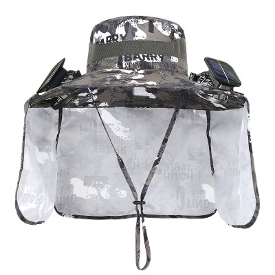 Solar Cooling Fan Hat Outdoor Sun Protection Solar powered cooling fan hat with 5 inch wide brim adjustable strap for outdoor activities